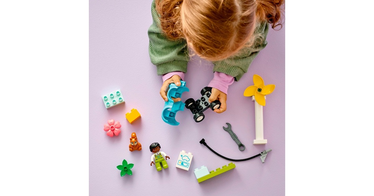 LEGO 10985 DUPLO Windrad und Elektroauto, Konstruktionsspielzeug