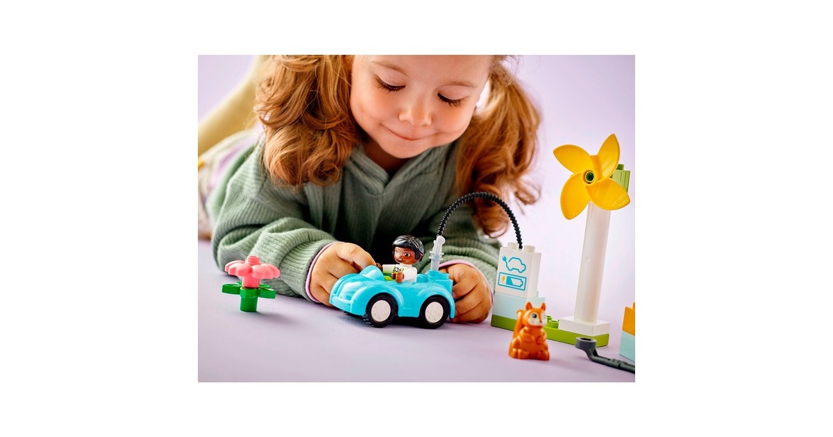 LEGO 10985 DUPLO Windrad und Elektroauto, Konstruktionsspielzeug