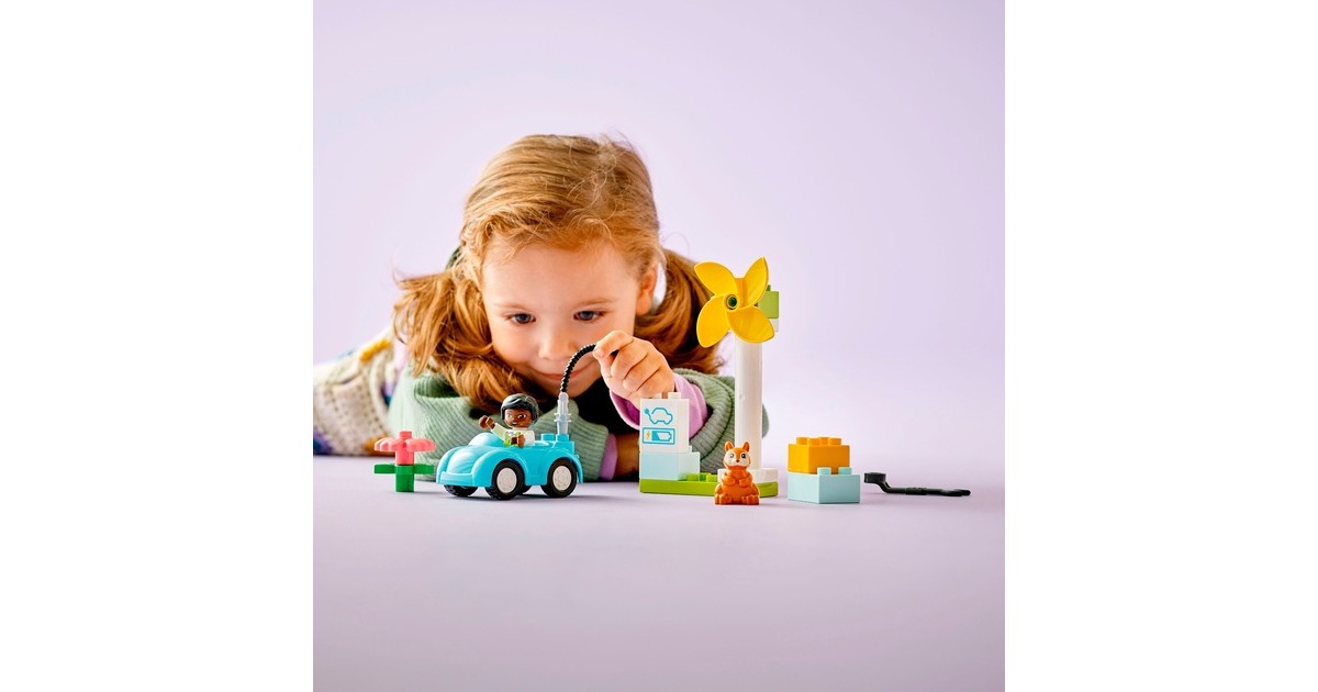 LEGO 10985 DUPLO Windrad und Elektroauto, Konstruktionsspielzeug