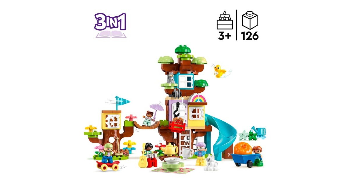 LEGO 10993 DUPLO 3-in-1-Baumhaus, Konstruktionsspielzeug