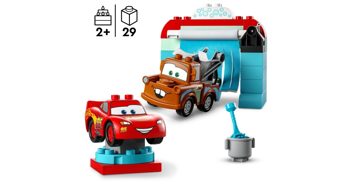 LEGO 10996 DUPLO Lightning McQueen und Mater in der Waschanlage, Konstruktionsspielzeug