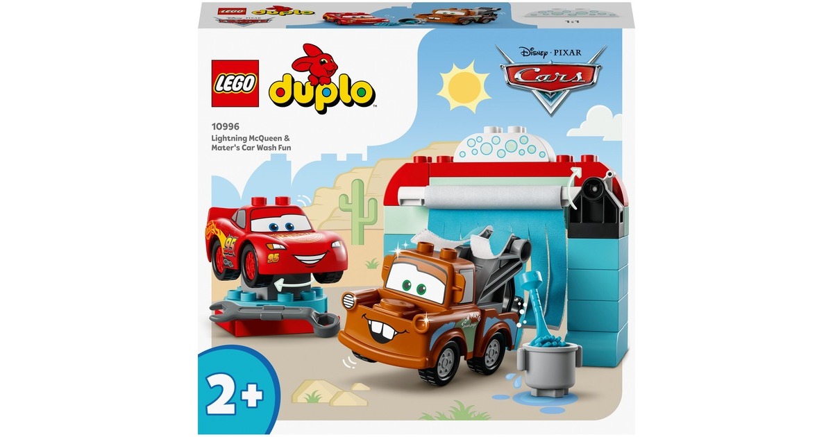 LEGO 10996 DUPLO Lightning McQueen und Mater in der Waschanlage, Konstruktionsspielzeug