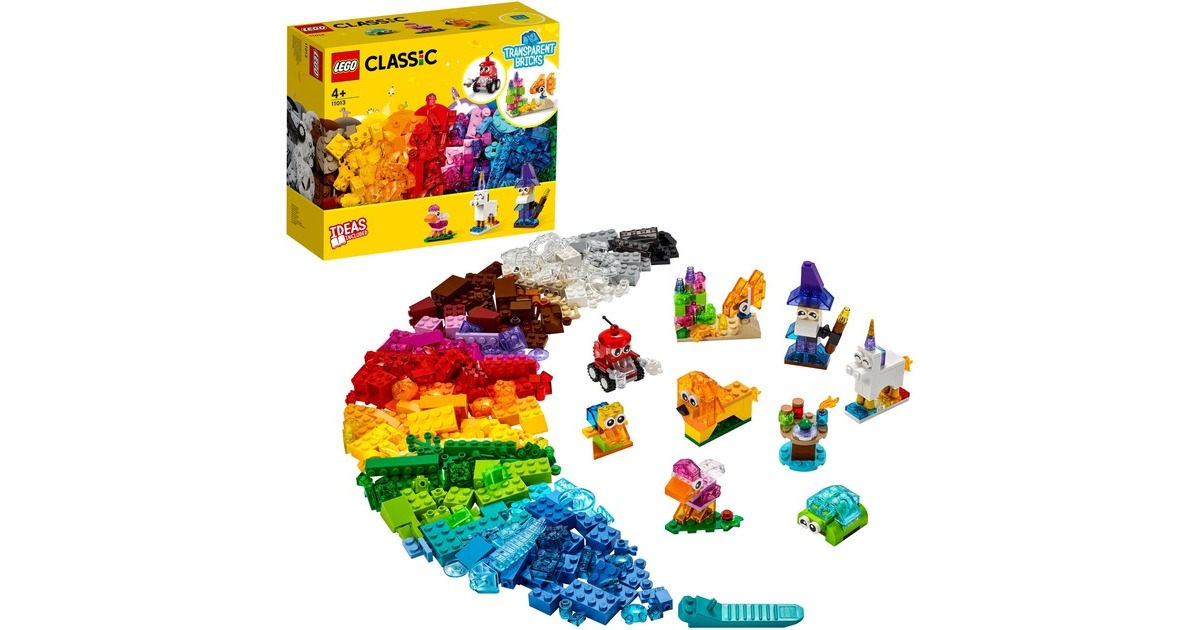 LEGO 11013 Classic Kreativ-Bauset mit durchsichtigen Steinen, Konstruktionsspielzeug