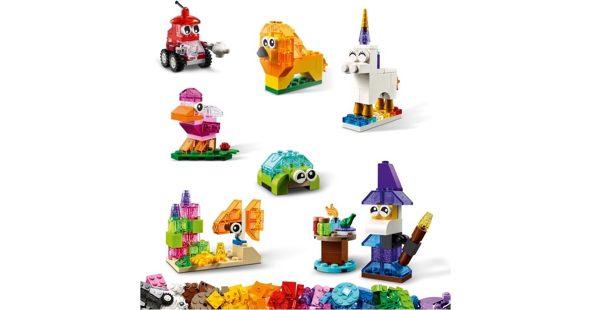 LEGO 11013 Classic Kreativ-Bauset mit durchsichtigen Steinen, Konstruktionsspielzeug