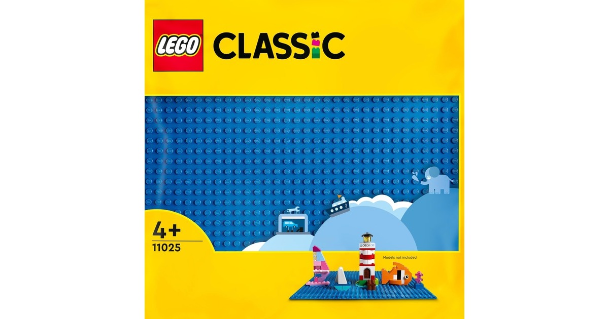 LEGO 11025 Classic Blaue Bauplatte, Konstruktionsspielzeug(blau, Quadratische Grundplatte mit 32x32 Noppen)