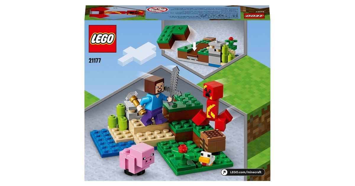 LEGO 21177 Minecraft Der Hinterhalt des Creeper, Konstruktionsspielzeug(Spielzeugset mit Steve, Schweinchen- und Kükenfiguren, Kinderspielzeug ab 7 Jahren mit Minifiguren)