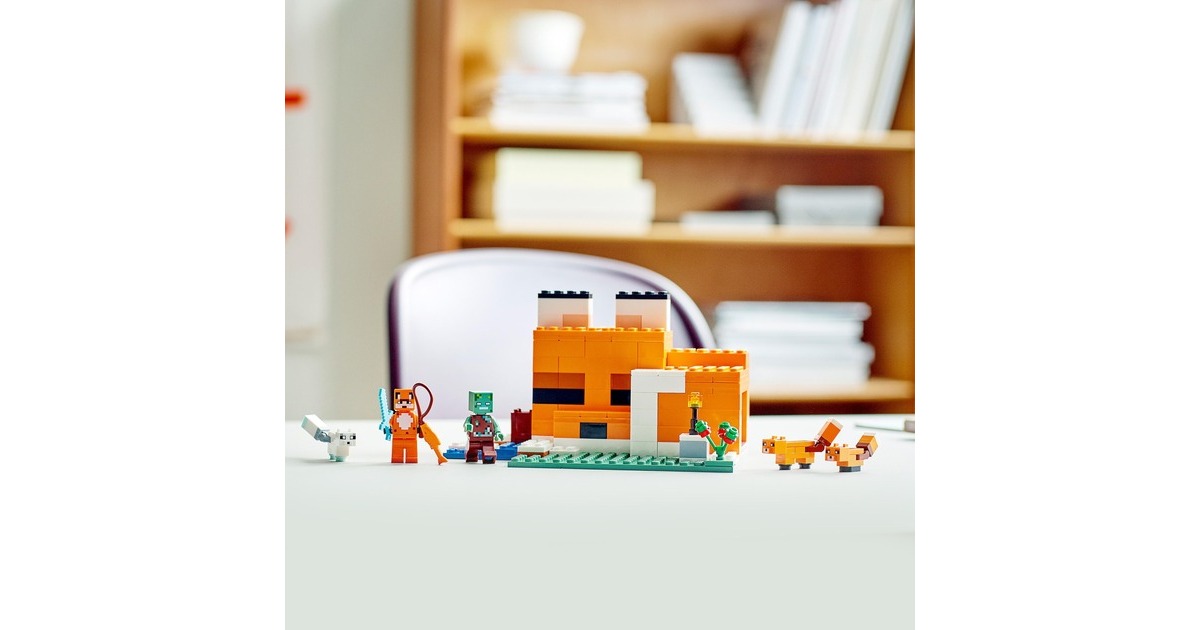 LEGO 21178 Minecraft Die Fuchs-Lodge, Konstruktionsspielzeug(Spielzeug für Kinder ab 8 Jahren mit Figuren von ertrunkenem Zombie und Tieren, Kinderspielzeug)