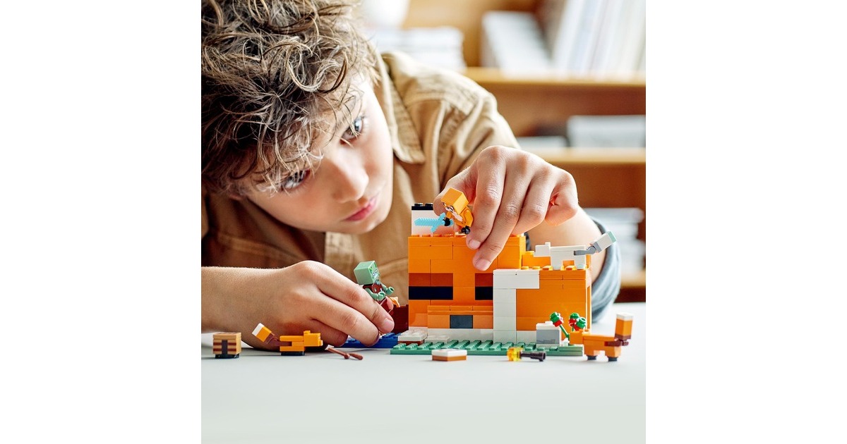LEGO 21178 Minecraft Die Fuchs-Lodge, Konstruktionsspielzeug(Spielzeug für Kinder ab 8 Jahren mit Figuren von ertrunkenem Zombie und Tieren, Kinderspielzeug)