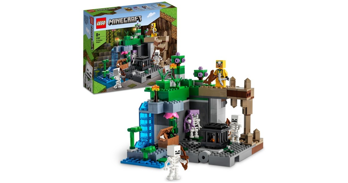 LEGO 21189 Minecraft Das Skelettverlies, Konstruktionsspielzeug(Set mit Höhlen, Skelettfiguren, feindlichen Kreaturen und Zubehör)