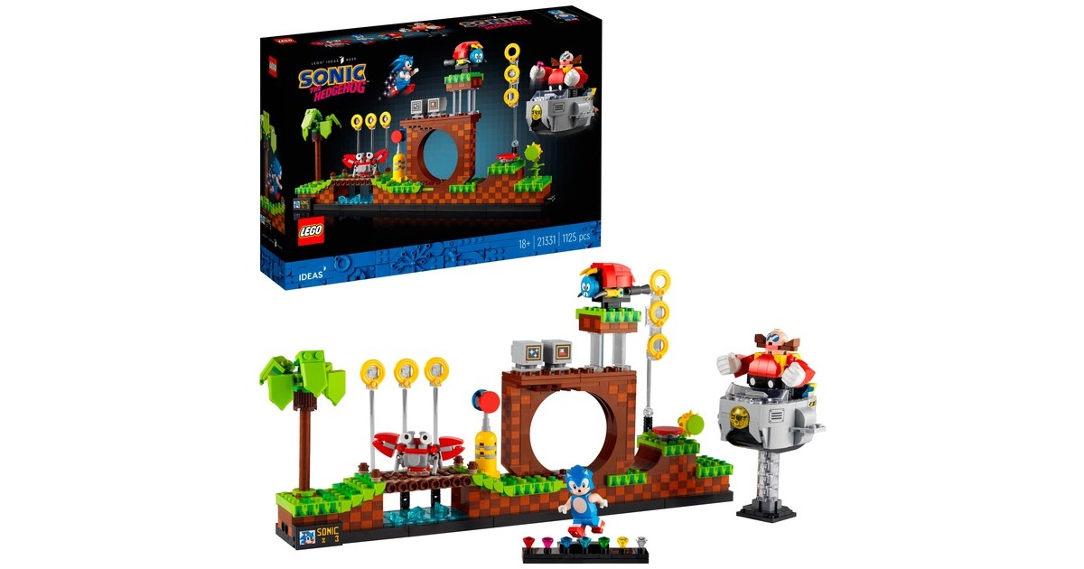 LEGO 21331 Ideas Sonic the Hedgehog - Green Hill Zone, Konstruktionsspielzeug(Set mit Dr. Eggmann, Egg-Mobil und weiteren Figuren, Geschenkidee für Erwachsene)