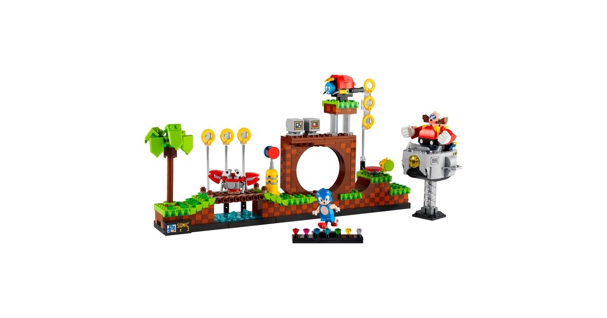 LEGO 21331 Ideas Sonic the Hedgehog - Green Hill Zone, Konstruktionsspielzeug(Set mit Dr. Eggmann, Egg-Mobil und weiteren Figuren, Geschenkidee für Erwachsene)