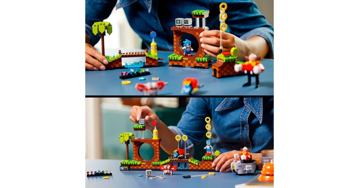 LEGO 21331 Ideas Sonic the Hedgehog - Green Hill Zone, Konstruktionsspielzeug(Set mit Dr. Eggmann, Egg-Mobil und weiteren Figuren, Geschenkidee für Erwachsene)