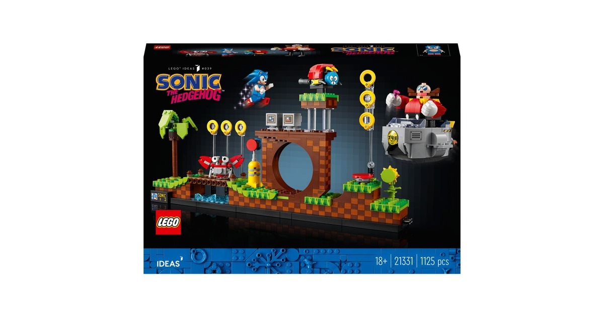LEGO 21331 Ideas Sonic the Hedgehog - Green Hill Zone, Konstruktionsspielzeug(Set mit Dr. Eggmann, Egg-Mobil und weiteren Figuren, Geschenkidee für Erwachsene)