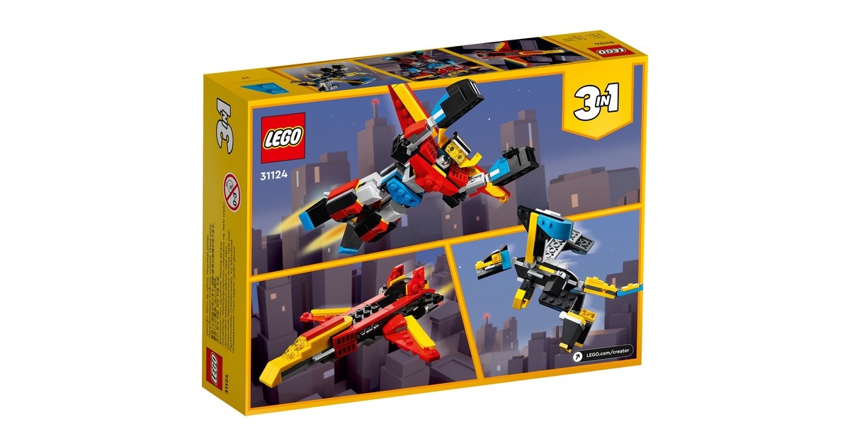 LEGO 31124 Creator 3-in-1 Super-Mech, Konstruktionsspielzeug(Roboter, Drache Figur, Flugzeug)