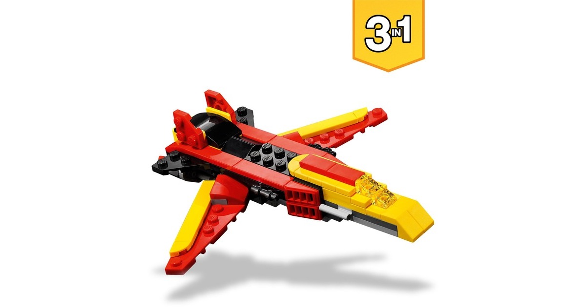 LEGO 31124 Creator 3-in-1 Super-Mech, Konstruktionsspielzeug(Roboter, Drache Figur, Flugzeug)