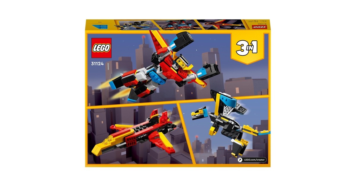 LEGO 31124 Creator 3-in-1 Super-Mech, Konstruktionsspielzeug(Roboter, Drache Figur, Flugzeug)