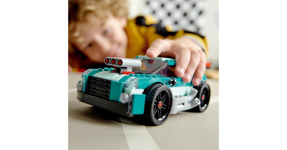 LEGO 31127 Creator 3-in-1 Straßenflitzer, Konstruktionsspielzeug(Rennwagen, Muscle Car und Hot Road)
