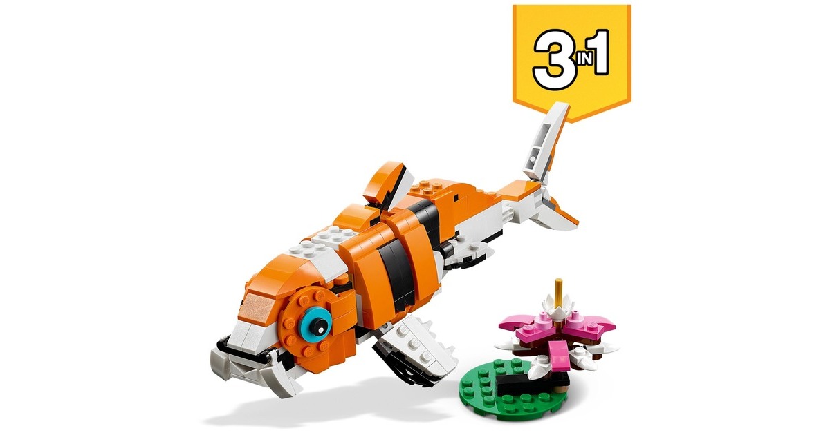 LEGO 31129 Creator 3-in-1 Majestätischer Tiger, Konstruktionsspielzeug(3-in-1 Tierfiguren-Set, Panda oder Fisch)