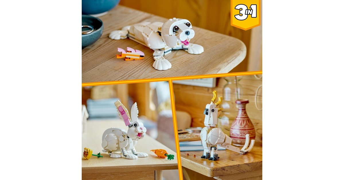 LEGO 31133 Creator 3-in-1 Weißer Hase, Konstruktionsspielzeug