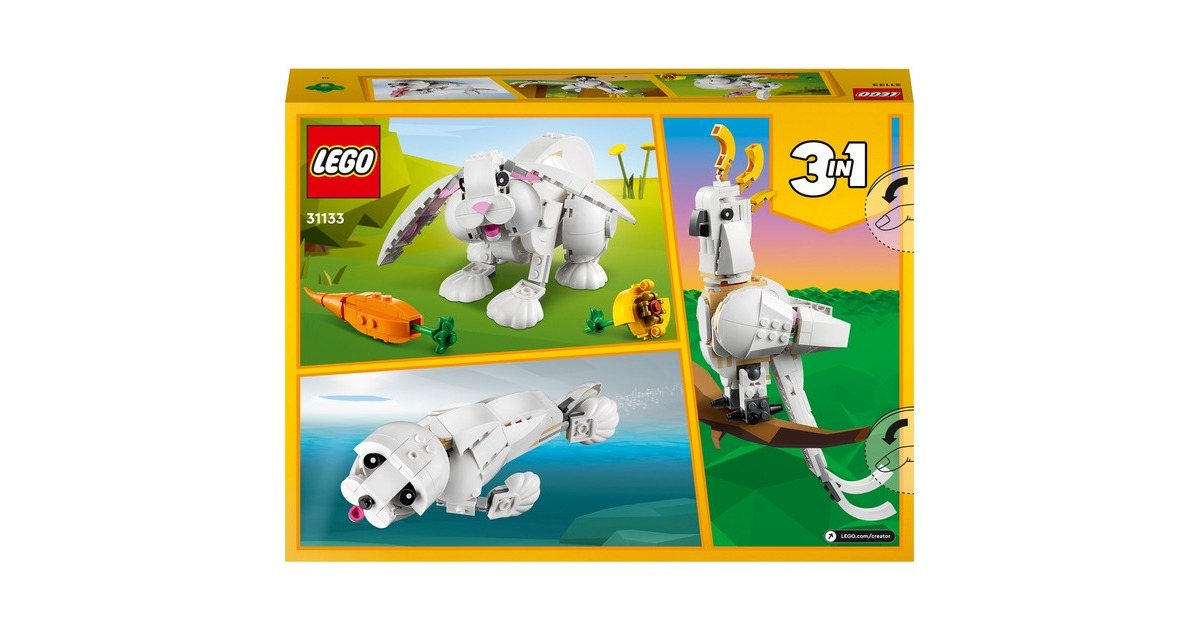 LEGO 31133 Creator 3-in-1 Weißer Hase, Konstruktionsspielzeug