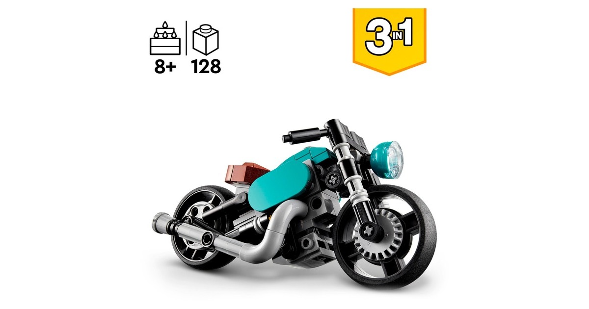 LEGO 31135 Creator 3-in-1 Oldtimer Motorrad, Konstruktionsspielzeug