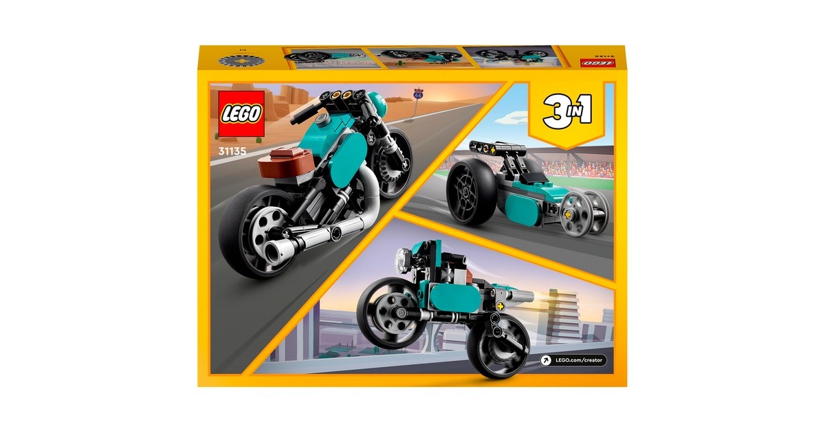 LEGO 31135 Creator 3-in-1 Oldtimer Motorrad, Konstruktionsspielzeug