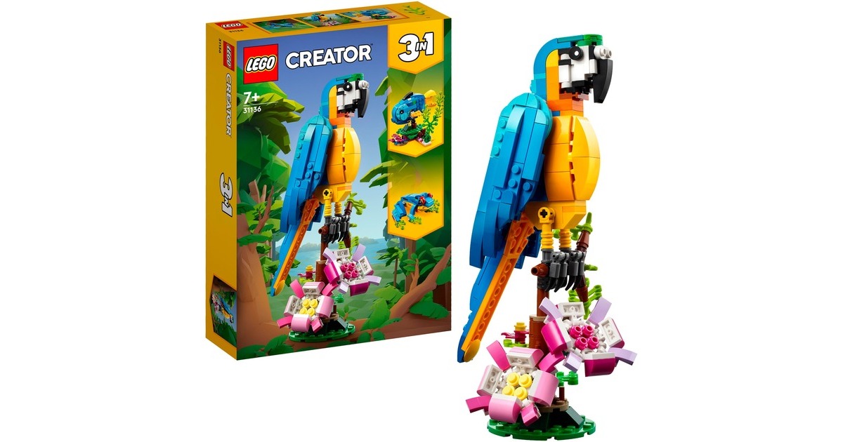 LEGO 31136 Creator 3-in-1 Exotischer Papagei, Konstruktionsspielzeug
