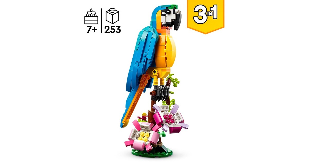 LEGO 31136 Creator 3-in-1 Exotischer Papagei, Konstruktionsspielzeug