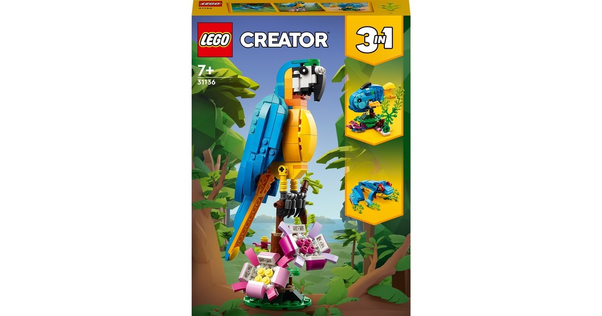 LEGO 31136 Creator 3-in-1 Exotischer Papagei, Konstruktionsspielzeug
