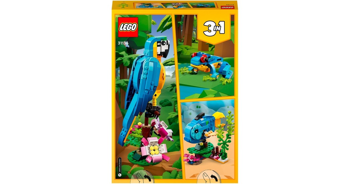 LEGO 31136 Creator 3-in-1 Exotischer Papagei, Konstruktionsspielzeug