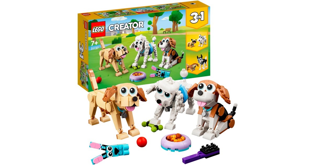 LEGO 31137 Creator 3-in-1 Niedliche Hunde, Konstruktionsspielzeug