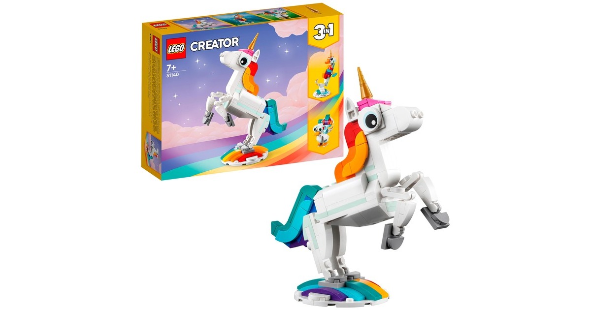 LEGO 31140 Creator 3-in-1 Magisches Einhorn, Konstruktionsspielzeug