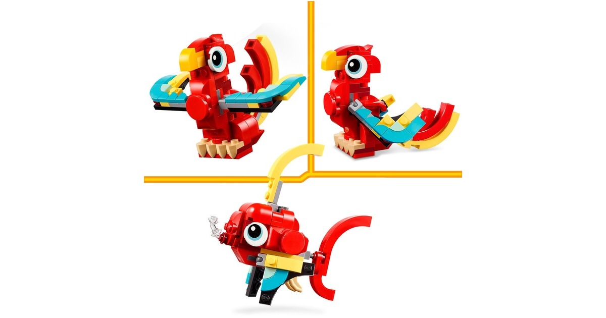 LEGO 31145 Creator 3-in-1 Roter Drache, Konstruktionsspielzeug
