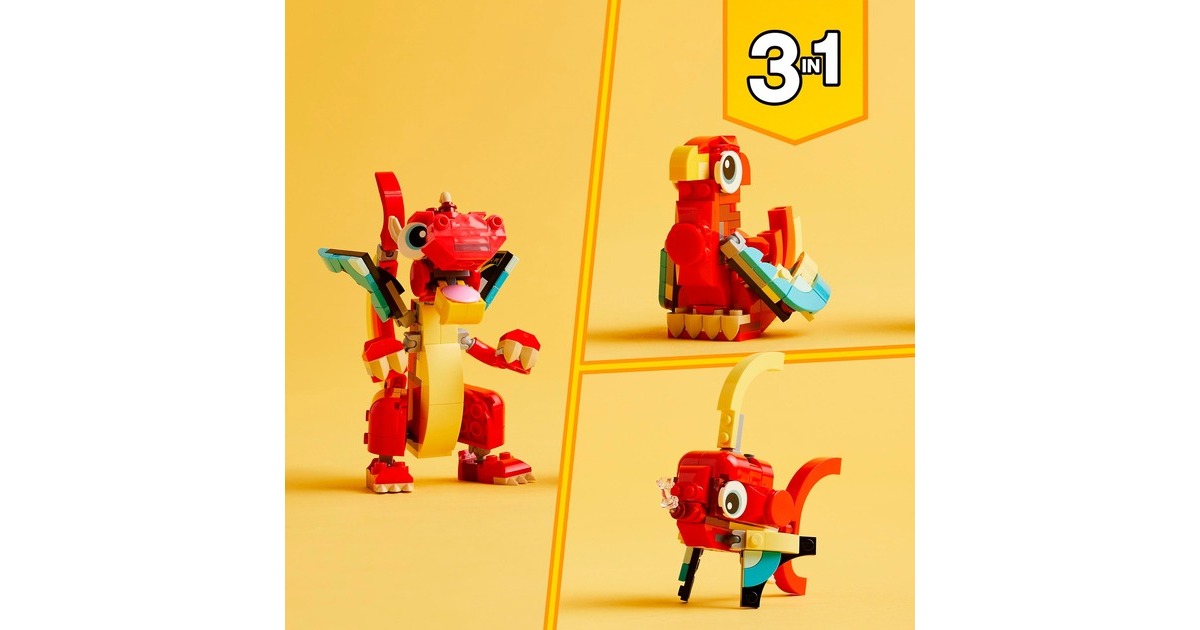 LEGO 31145 Creator 3-in-1 Roter Drache, Konstruktionsspielzeug