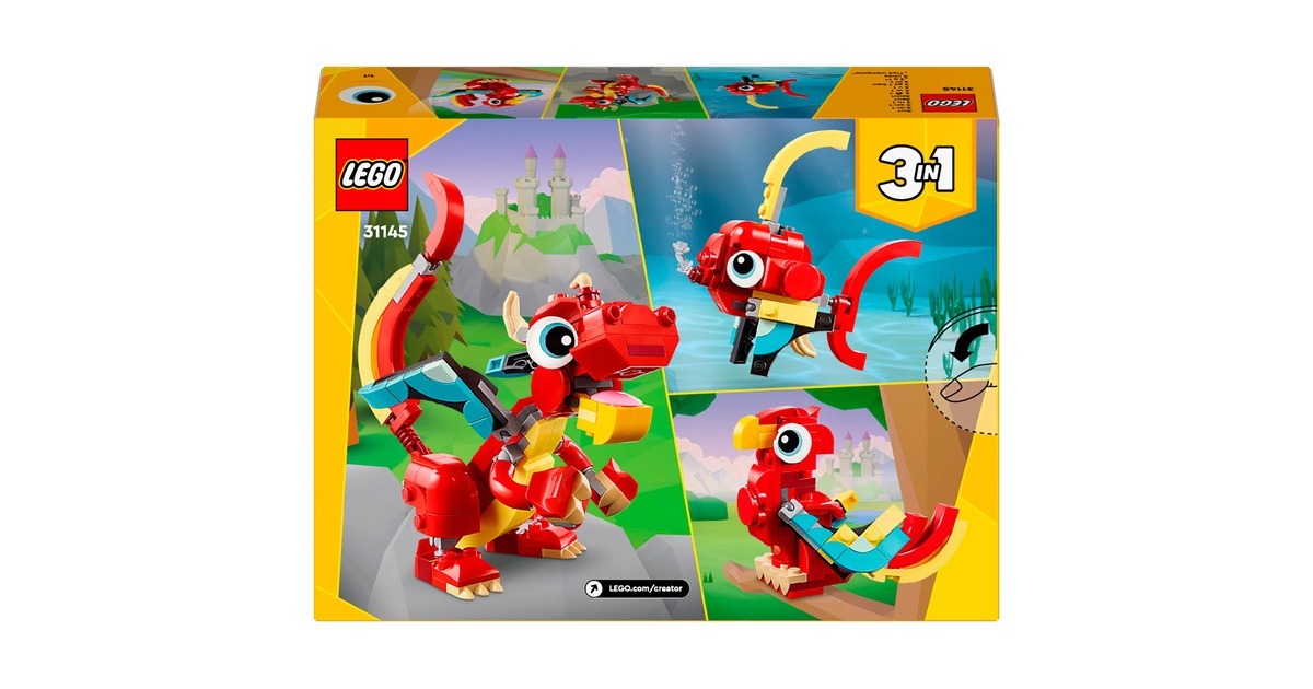 LEGO 31145 Creator 3-in-1 Roter Drache, Konstruktionsspielzeug