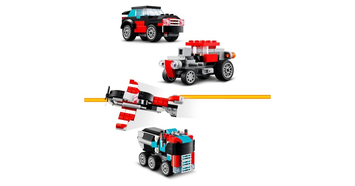 LEGO 31146 Creator 3-in-1 Tieflader mit Hubschrauber, Konstruktionsspielzeug