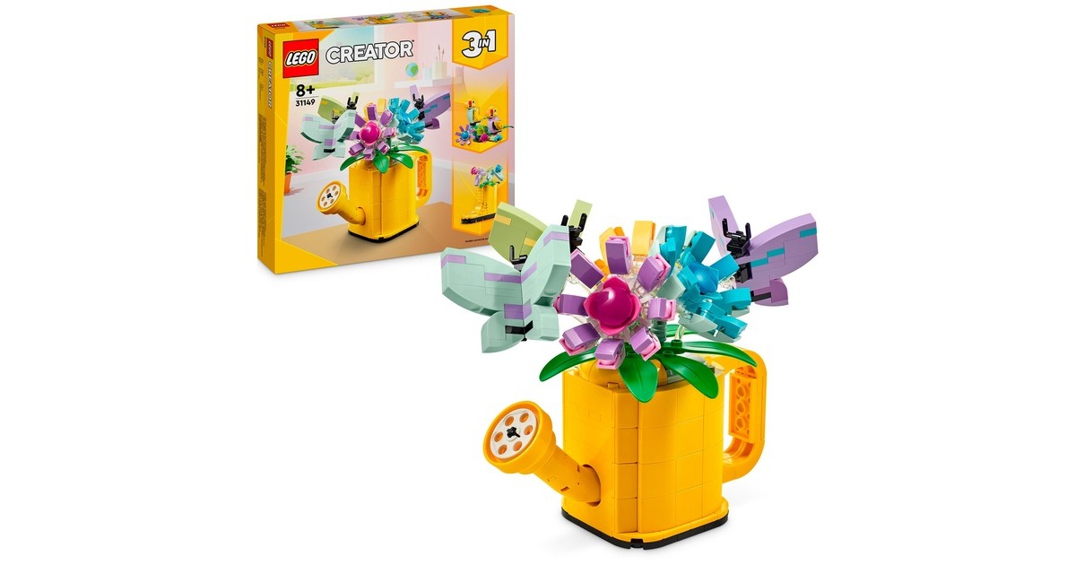 LEGO 31149 Creator 3-in-1 Gießkanne mit Blumen, Konstruktionsspielzeug