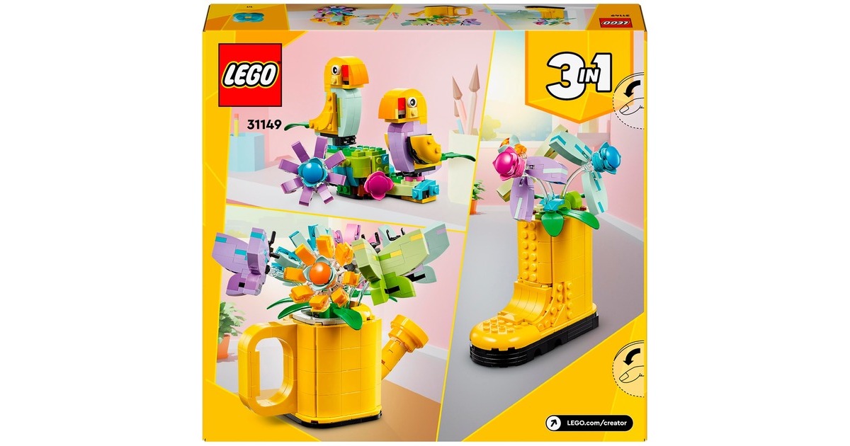 LEGO 31149 Creator 3-in-1 Gießkanne mit Blumen, Konstruktionsspielzeug