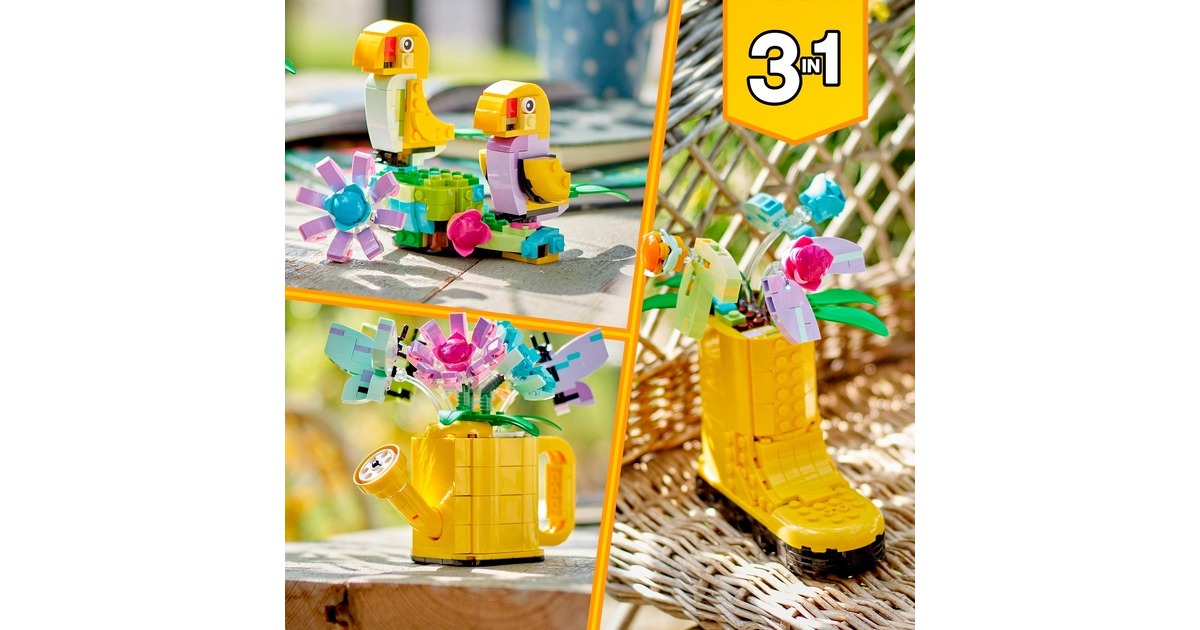 LEGO 31149 Creator 3-in-1 Gießkanne mit Blumen, Konstruktionsspielzeug