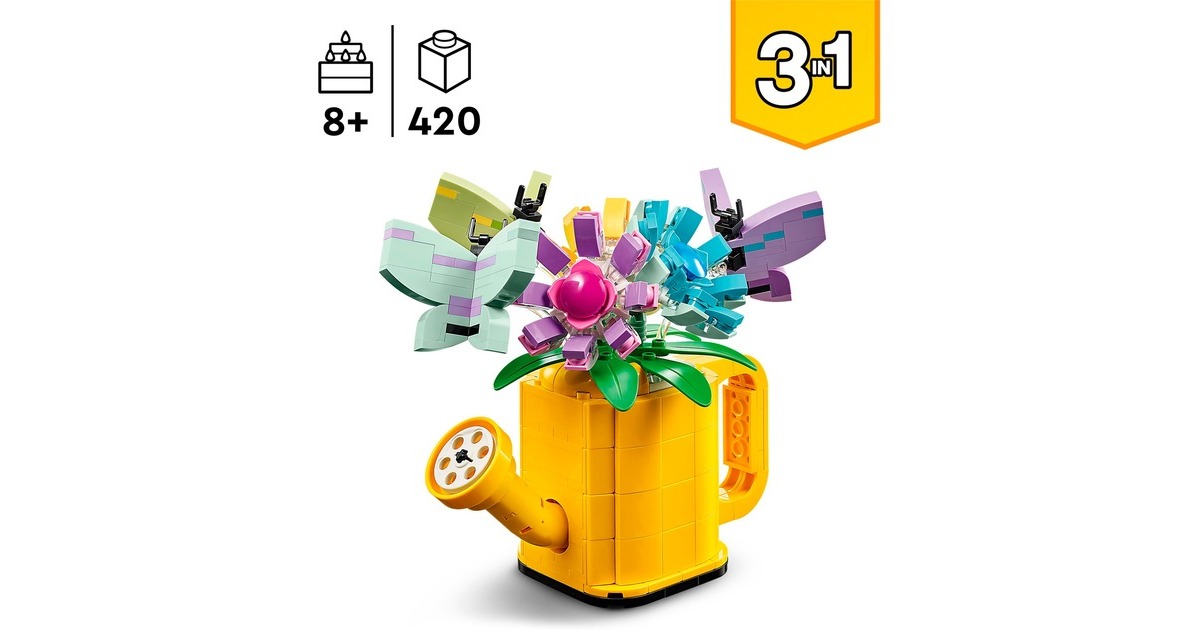 LEGO 31149 Creator 3-in-1 Gießkanne mit Blumen, Konstruktionsspielzeug