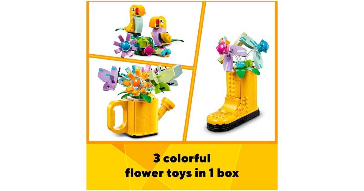 LEGO 31149 Creator 3-in-1 Gießkanne mit Blumen, Konstruktionsspielzeug
