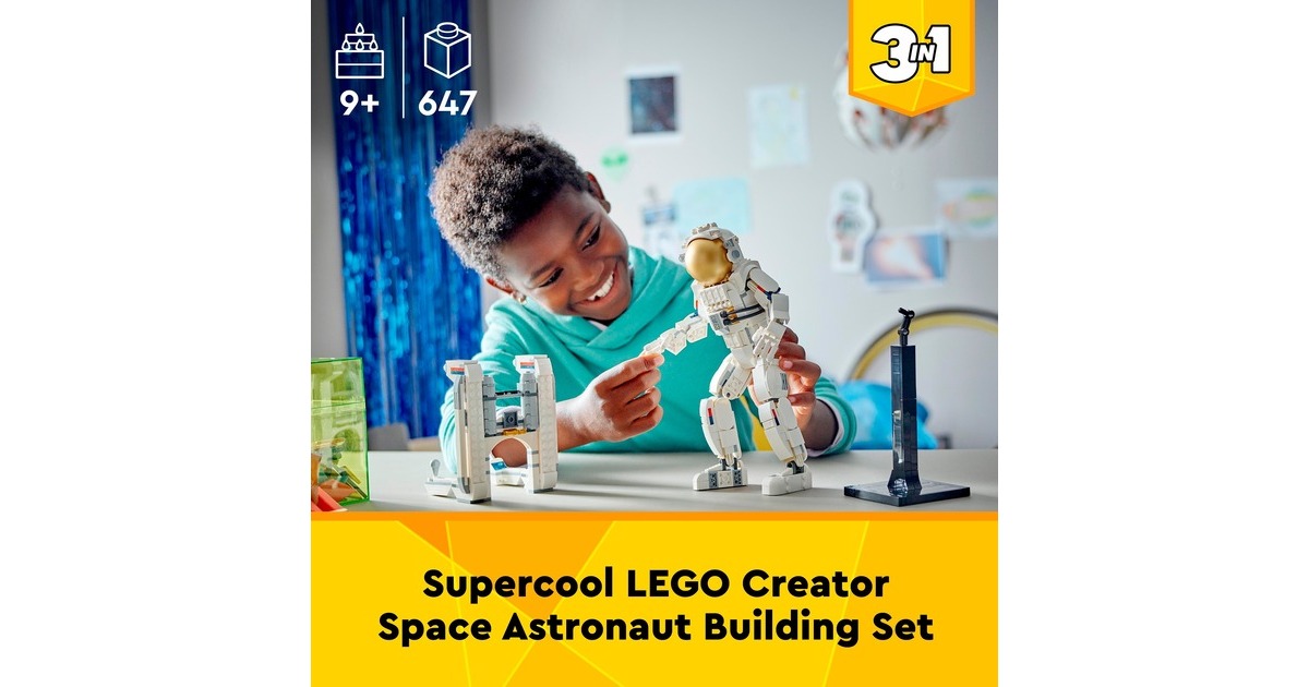 LEGO 31152 Creator 3-in-1 Astronaut im Weltraum, Konstruktionsspielzeug