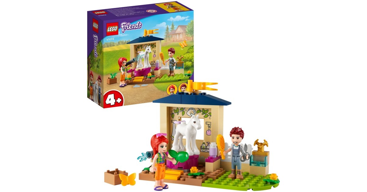 LEGO 41696 Friends Ponypflege, Konstruktionsspielzeug(Pferdestall mit Pferd-Figur, Mia und Daniel Mini-Figuren)
