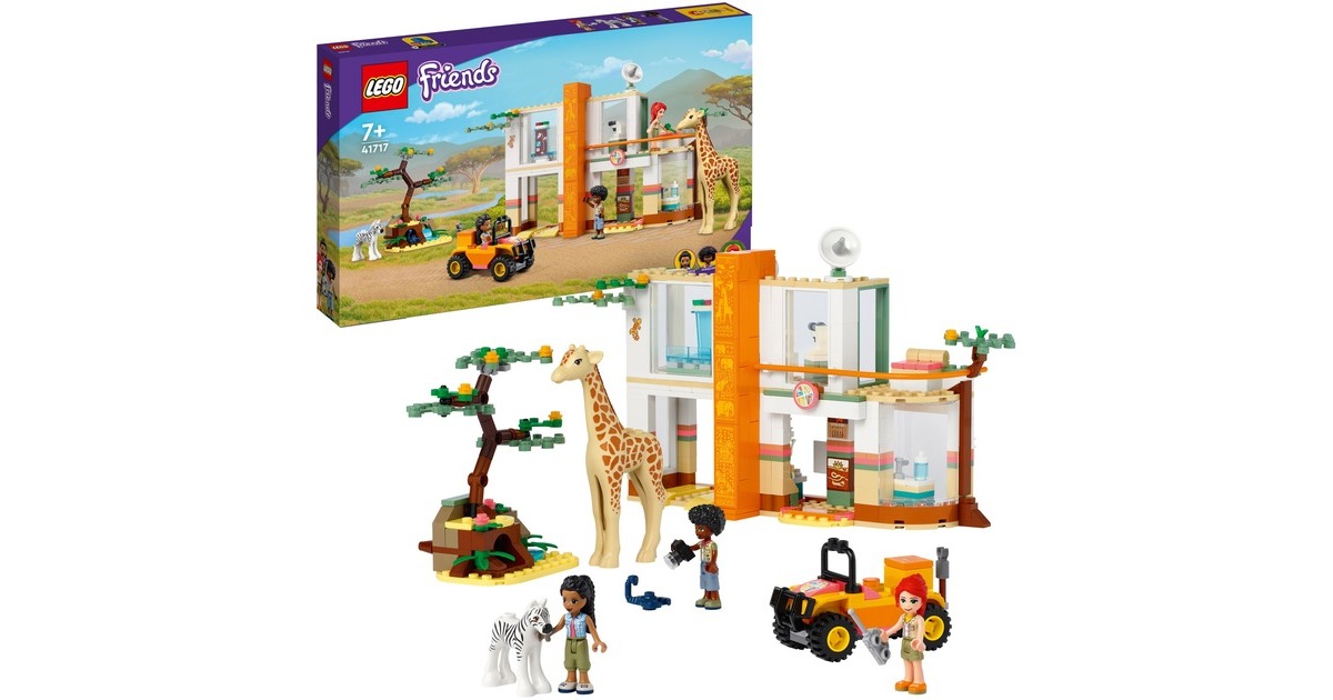 LEGO 41717 Friends Mias Tierrettungsmission, Konstruktionsspielzeug(Mit Zebra und Giraffe Tierfiguren und 3 Friends Mini-Figuren)