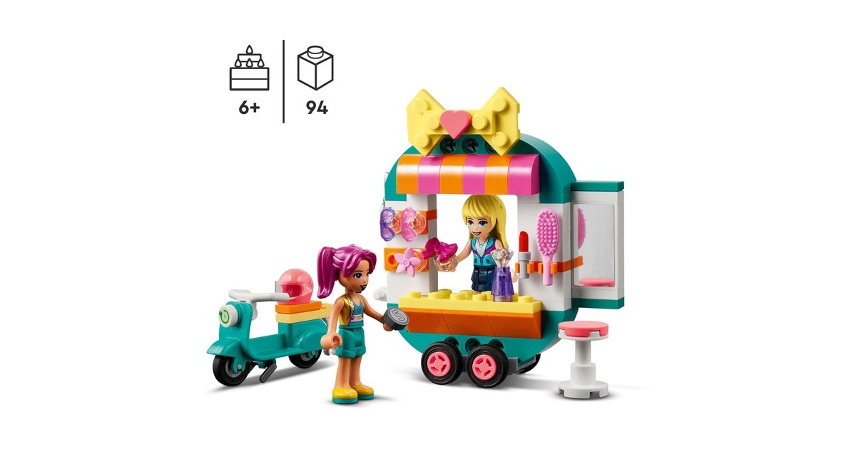 LEGO 41719 Friends Mobile Modeboutique, Konstruktionsspielzeug(Mit Friseursalon und Mini-Figuren Stephanie & Camila)