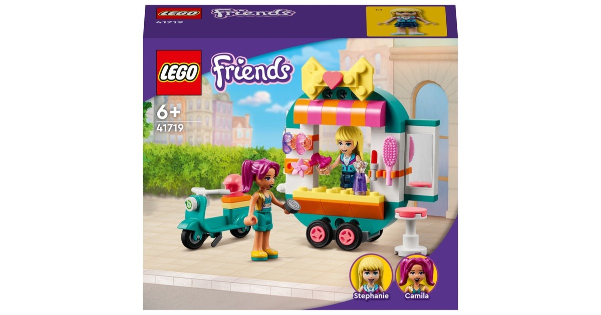 LEGO 41719 Friends Mobile Modeboutique, Konstruktionsspielzeug(Mit Friseursalon und Mini-Figuren Stephanie & Camila)