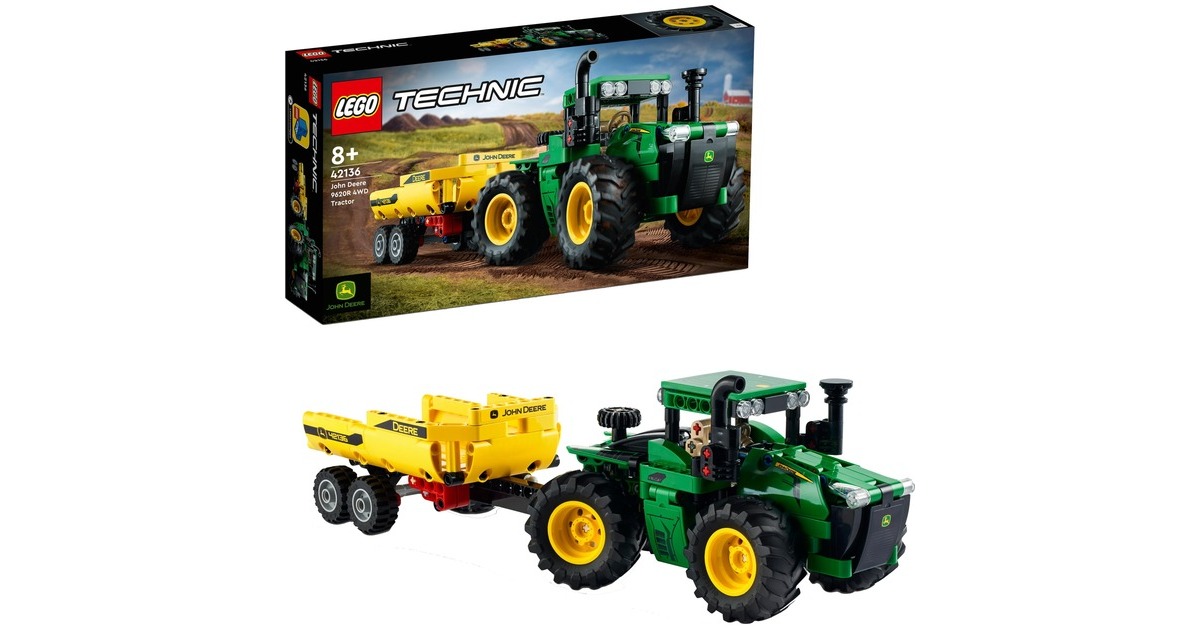 LEGO 42136 Technic John Deere 9620R 4WD Traktor, Konstruktionsspielzeug(Mit Anhänger)