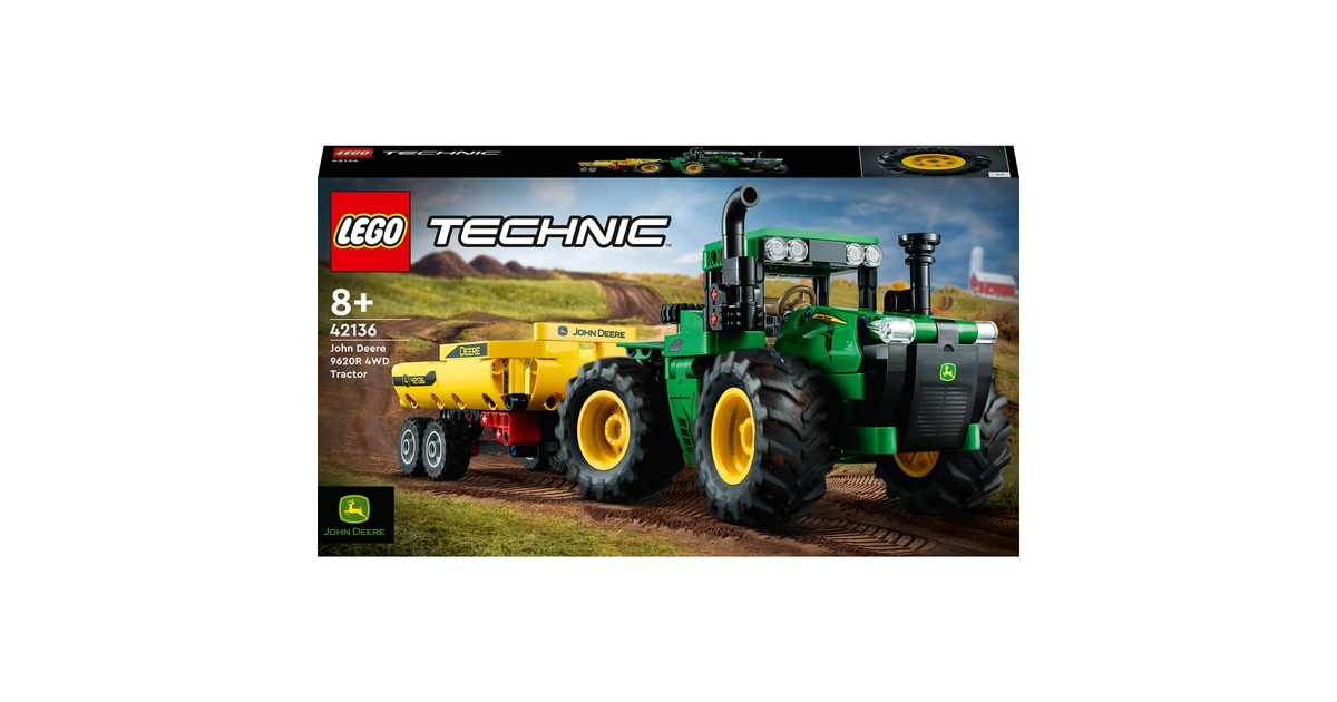 LEGO 42136 Technic John Deere 9620R 4WD Traktor, Konstruktionsspielzeug(Mit Anhänger)