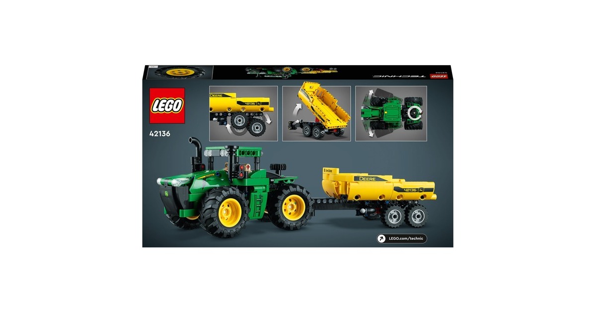 LEGO 42136 Technic John Deere 9620R 4WD Traktor, Konstruktionsspielzeug(Mit Anhänger)