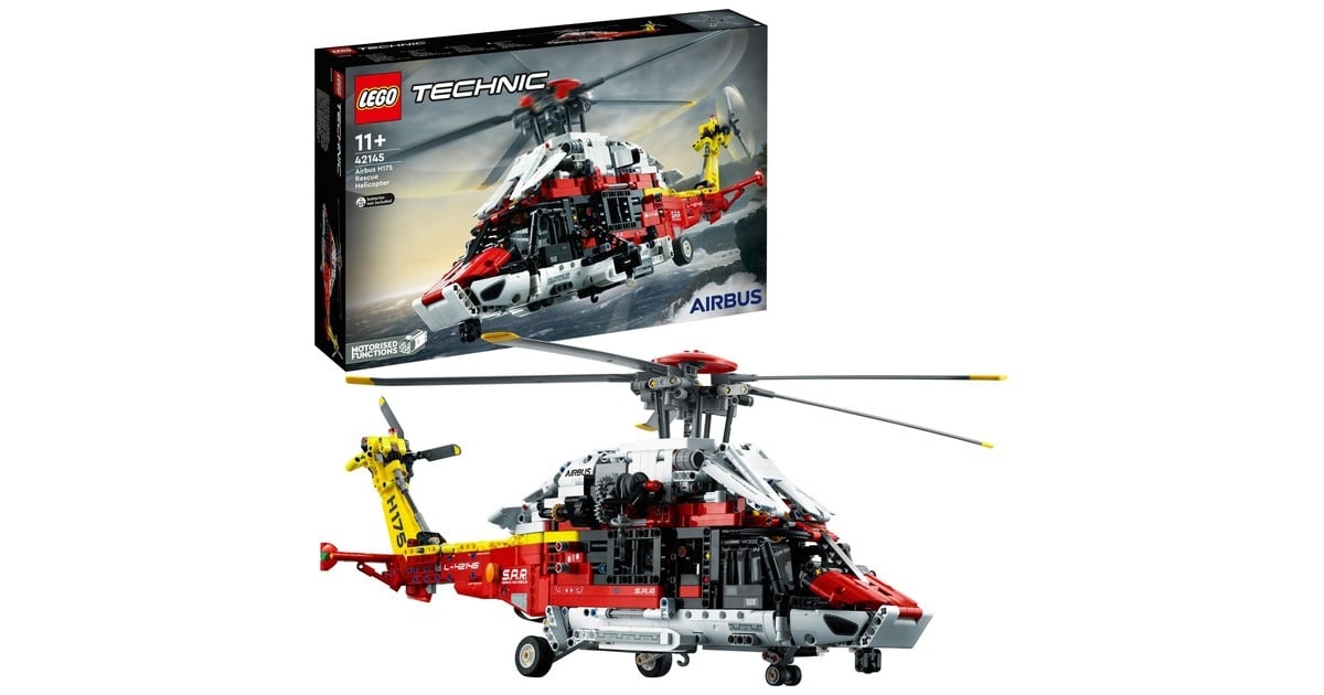 LEGO 42145 Technic Airbus H175 Rettungshubschrauber, Konstruktionsspielzeug(Modellbausatz für Kinder, drehbare Rotoren und motorisierte Funktionen)